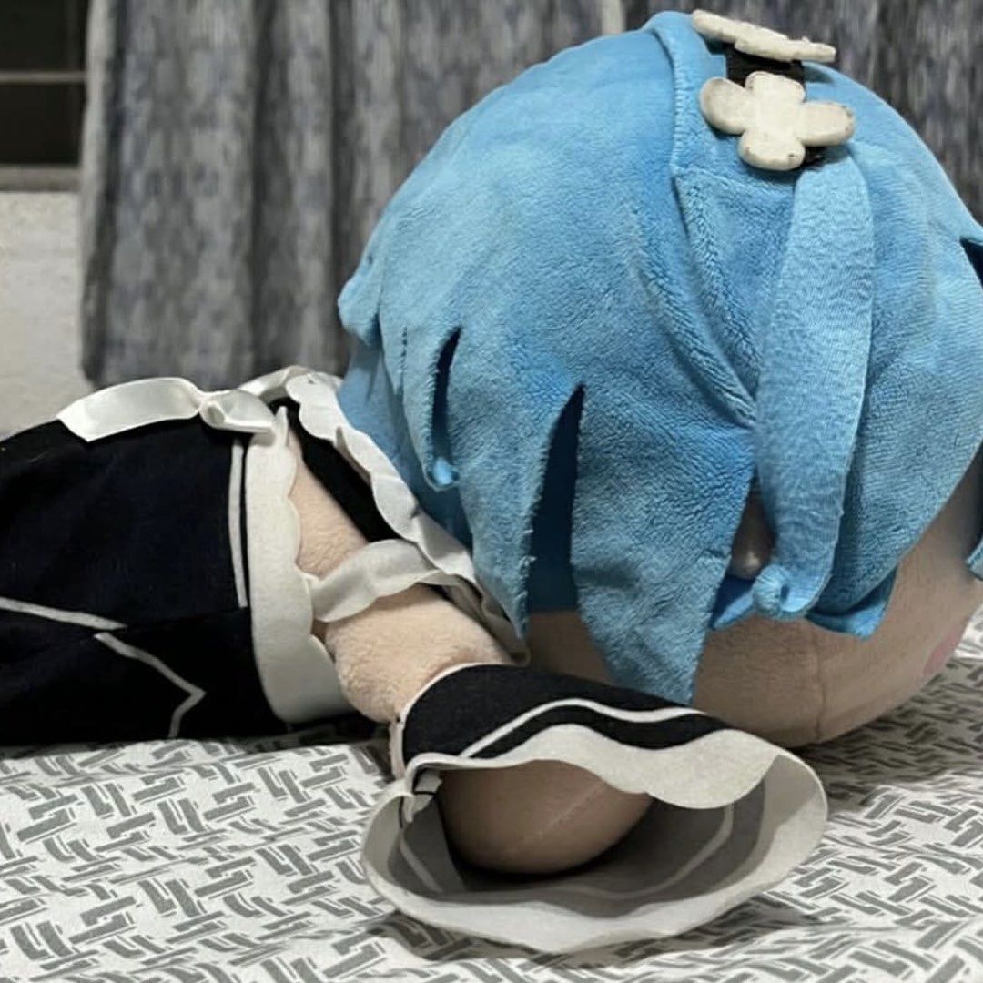 Authentic Banpresto Rem Re:Zero Lying Plush (Category: Plushies & Soft Toys) located in Malabon City. Submitted by c4rreyfied (Listing ID 1465990760, Image 2). Description: - Official SEGA/Banpresto plush toy with tag attached - Condition: 8/10, slight dirt on plush but can be washed - MOP: GCash only.