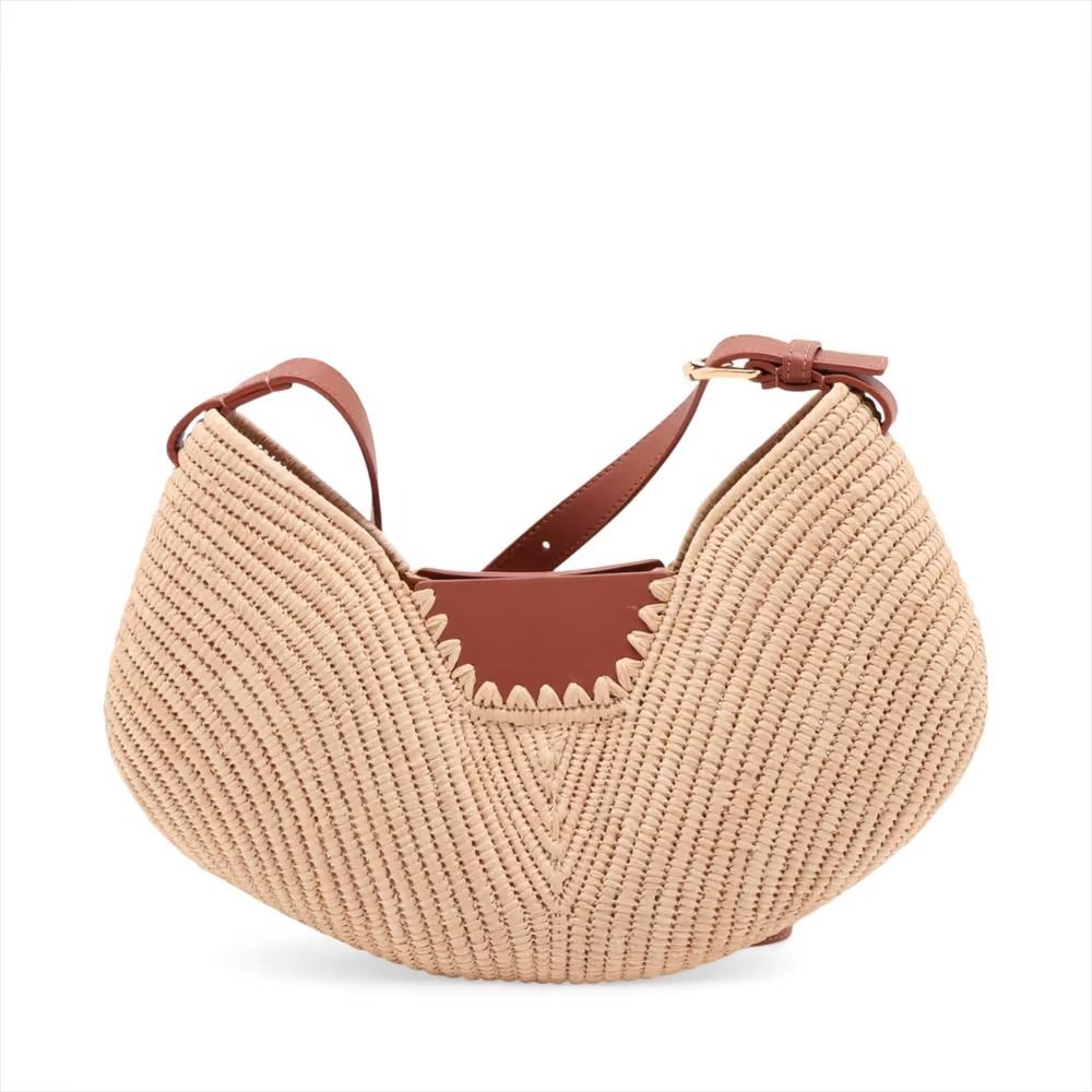 Authentic Loewe Swing Raffia x Leather Shoulder Bag, Brown (Category: Shoulder Bags) located in General Trias. Submitted by japan_secondhand_products (Listing ID 1466050398, Image 2). Description: There are some signs of use, but the item is in good condition. There are slight fraying and stains. *As this is a used item, there may be scratches, stains, etc. not mentioned in the description. Please understand this in advance. Product Rank A brand 