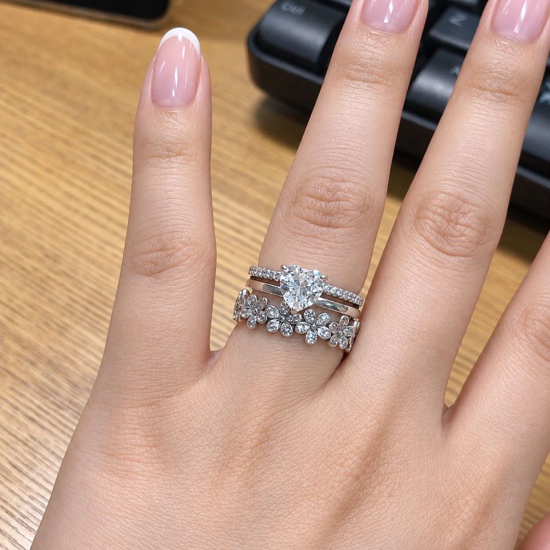 Authentic Pandora Double Band Heart Ring & Dazzling Daisy Meadow Stackable Rings (Category: Rings) located in Manila. Submitted by daintyjewels (Listing ID 1466151791, Image 1). Description: .