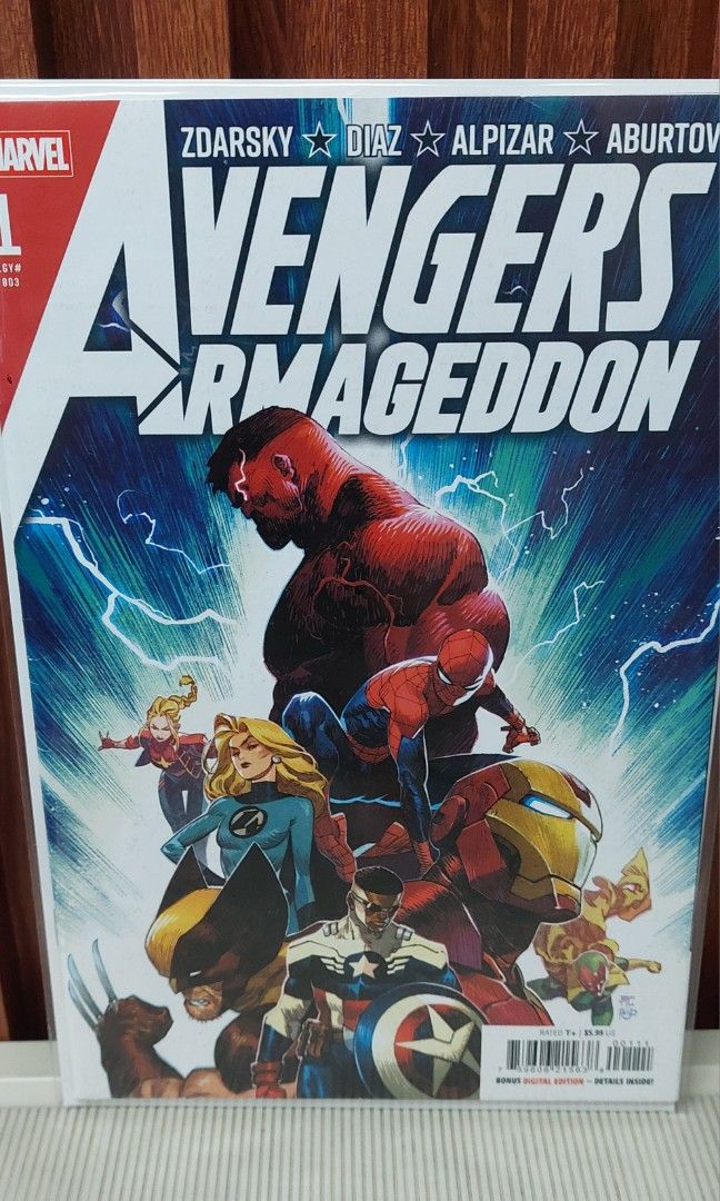 Avengers Armageddon #1 (Category: Comics & Manga) located in Pasig City. Submitted by toydaddyph (Listing ID 1465972698, Image 3). Description: Item is a brand new Avengers: Armageddon Issue No.1, which wae published by Marvel Comics in June 2026. Written by Chip Zdarsky, with art by Frank Alpizar and Delio Diaz, color by Jesus Aburtov, this 32-page issue is the start of a new era in the Marvel Universe. General Thunderbolt Ross (Red Hulk) seizes