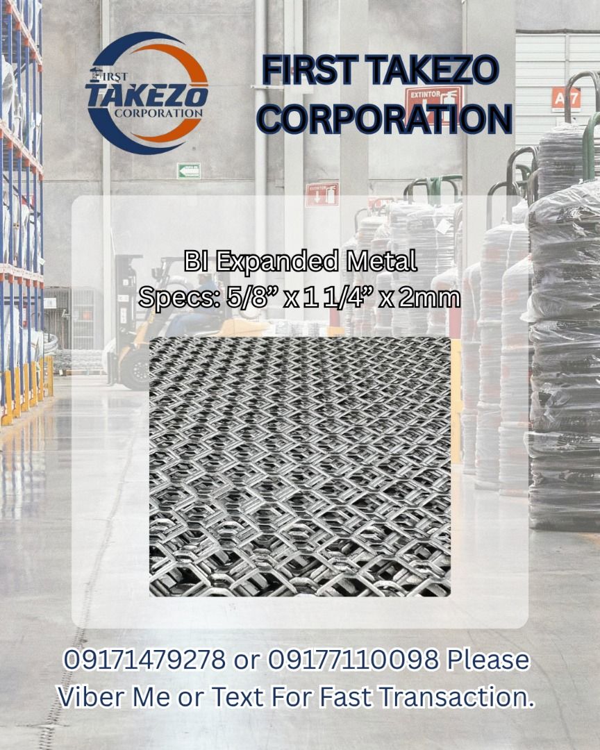 BI Expanded Metal Specs: 5/8 x 11/4® x 2mm (Category: Construction Tools & Equipment) located in Manila. Submitted by joeyroque09 (Listing ID 1466042814, Image 1). Description: BI Expanded Metal Specs: 5/8 x 11/4® x 2mm.