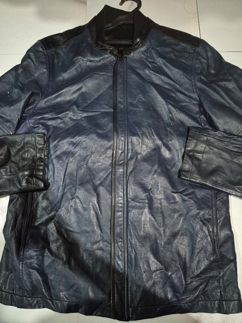 Biker jacket leather (Category: Coats, Jackets and Outerwear) located in Baguio. Submitted by amarilesbacagan2.tiger (Listing ID 1466100121, Image 1). Description: Biker jacket men two tone blue and black medium size only 650+sf jnt ship.baguio location pm if interested.