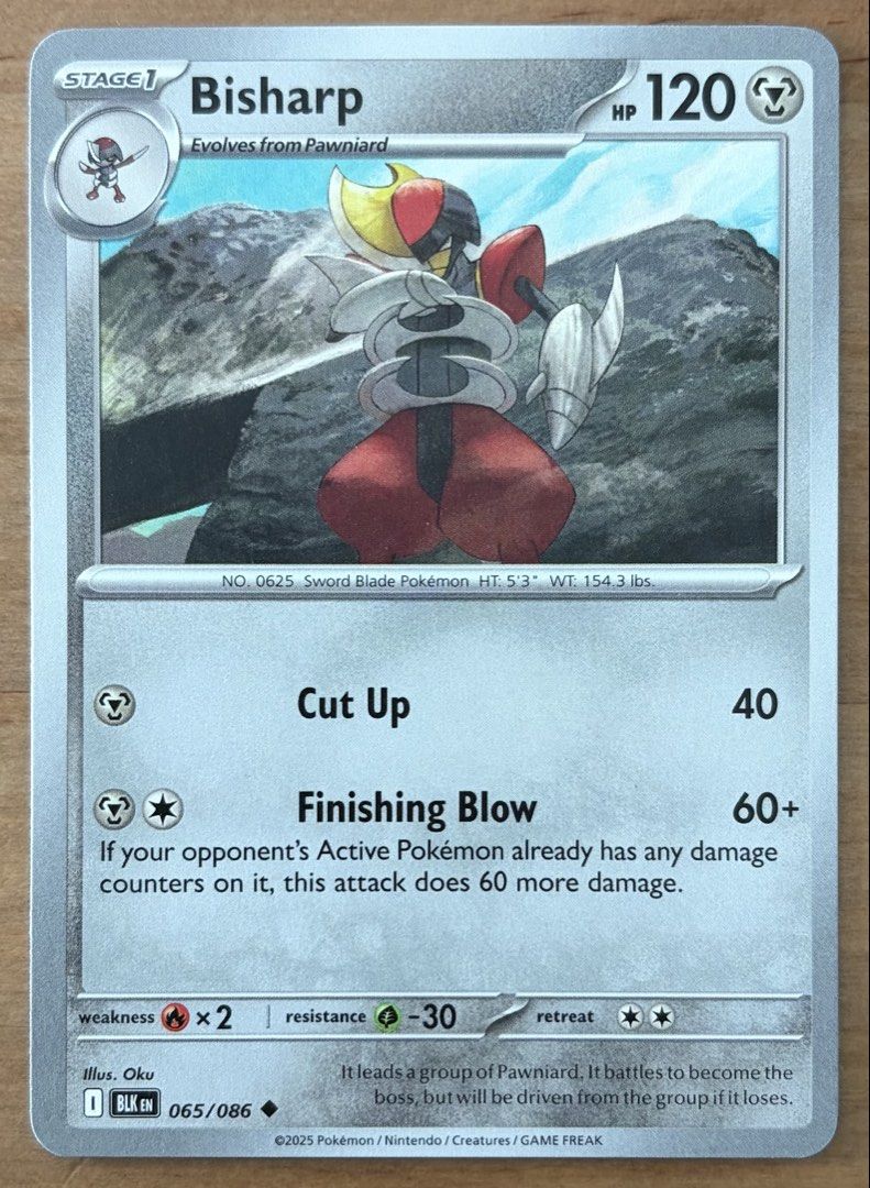 Bisharp | Pokemon Cards ~ Black Bolt (Category: Raw Singles) located in Makati City. Submitted by cardlab (Listing ID 1465968880, Image 1). Description: Items are 💯 authentic/original/legit. About The Card: •Language: EN • Number: 065/086 • Uncommon • Normal FOR: • Cards ₱99 and below with Card Sleeves • Cards ₱100 and up with Card Sleeves and Used Toploader • ₱10 for Bnew Tops Packaging (If Shipping): ✔️ Plastic cover ✔️ Cardboard ✔️ Bubble wra