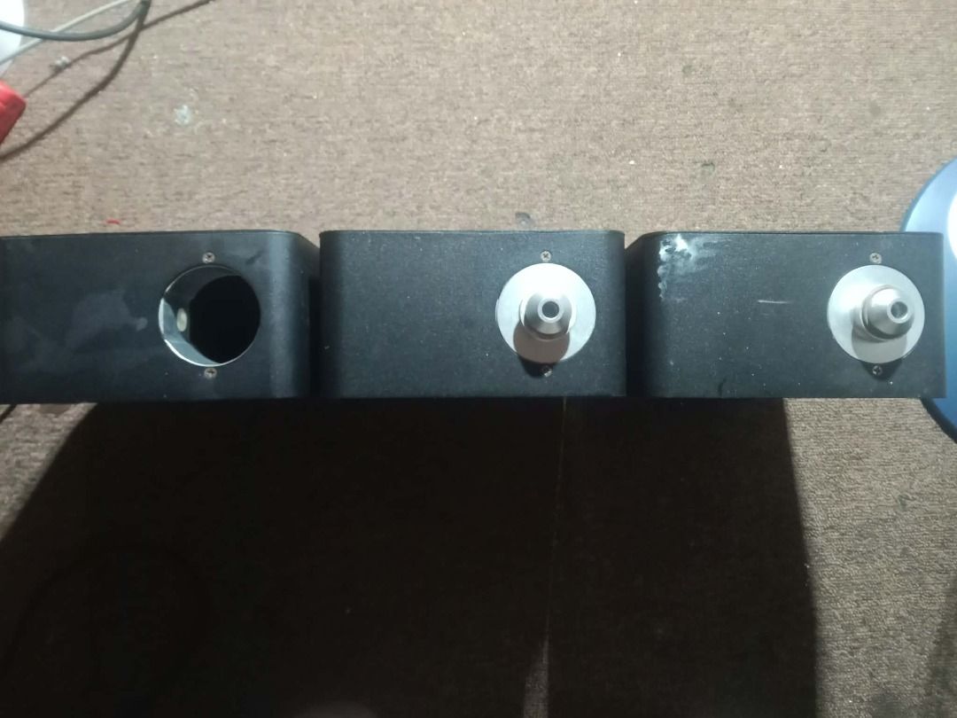 Black electronic scent diffuser set of 3 units take all:1,500 (Category: Home Fragrance) located in Caloocan City. Submitted by gelo09990 (Listing ID 1466128006, Image 2). Description: - Quantity: Set of 3 units - Color/Finish: Sturdy matte black plastic casing - Design: Features top metal nozzle attachments and convenient keyhole slots on the back for easy wall hanging - Certifications: Includes technical spec labels with FCC, RoHS, and CE certi