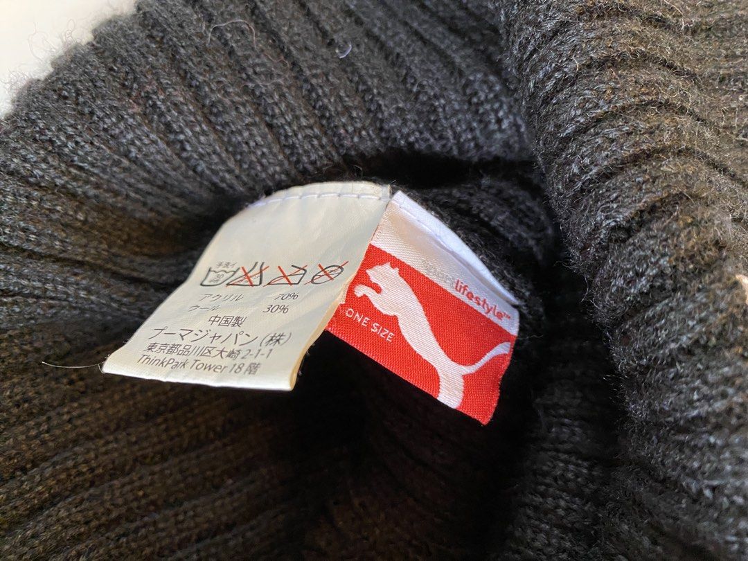 Black Puma bonnet/beanie (Category: Beanies) located in Makati City. Submitted by indaysukaycloset (Listing ID 1465977402, Image 3). Description: PUMA BONNET / BEANIE Brand: PUMA Lifestyle - ONE SIZE Color: Black / White embroidered logo Size: Free size / One size - Unisex Details: - Classic ribbed knit - stretchy, makapal, soft - Front embroidered: PUMA + leaping cat logo in white - Material: Acrylic 70% Wool 30% - mainit, quality - Made in Chin
