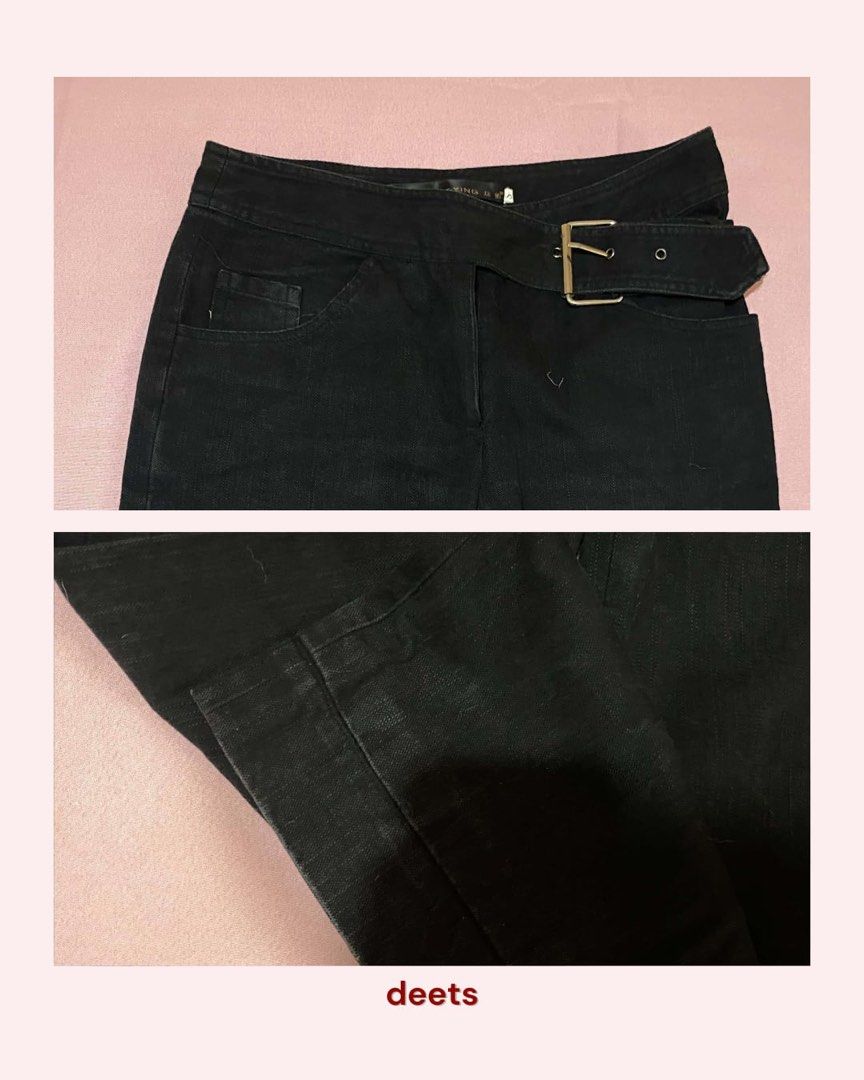 Black Wide Leg Hard Denim Pants (Category: Jeans) located in Siniloan. Submitted by klo.zettefinds (Listing ID 1465964989, Image 2). Description: - hard denim - high quality fabric - best fits 27-28 waist - thrifted .