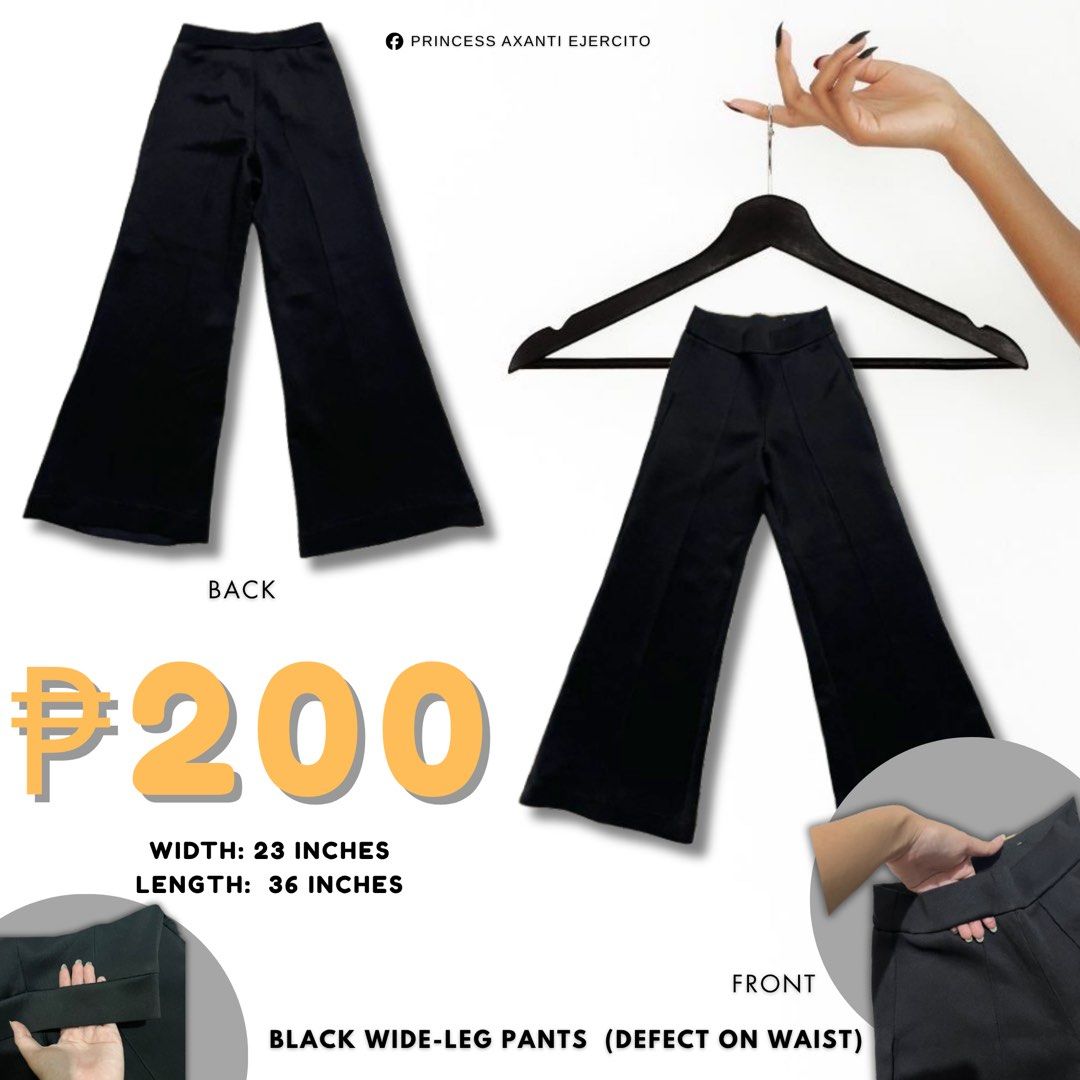 BLACK WIDE-LEG PANTS (DEFECT ON WAIST) (Category: Other Bottoms) located in Cebu City. Submitted by lilshawntyyy (Listing ID 1466096927, Image 1). Description: .