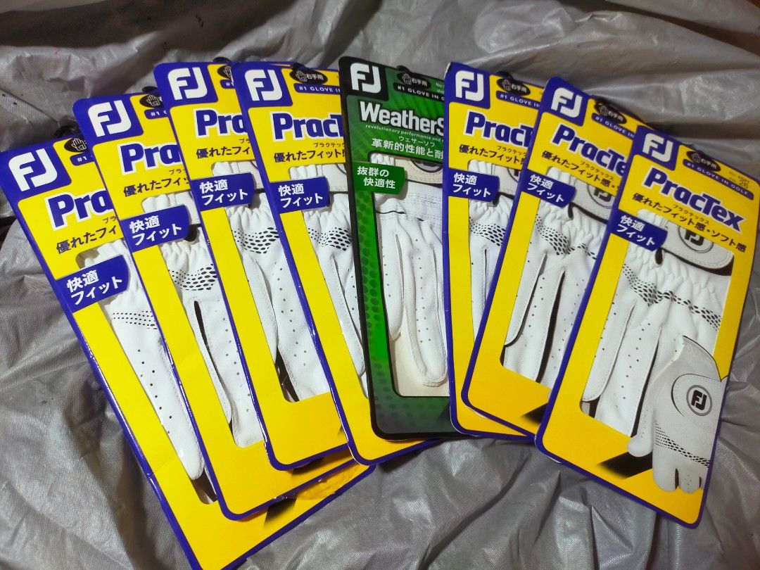 BRAND NEW Golf gloves (Category: Golf) located in Pasay City. Submitted by 22aileen (Listing ID 1466020029, Image 1). Description: BRAND+NEW++sealed,+Japan+made FJ+PracTex+7pcs+++WeatherSof+1pc Size+26+-+Right+Hand.