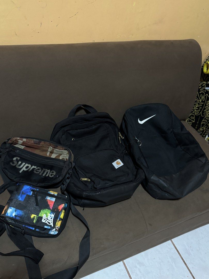 Branded bags (Category: Backpacks) located in Manila. Submitted by forbidden.thrift (Listing ID 1466063995, Image 1). Description: dm me which bag and i will send details carhartt-800 Nike 900 supreme 550 rip curl sling 750 .