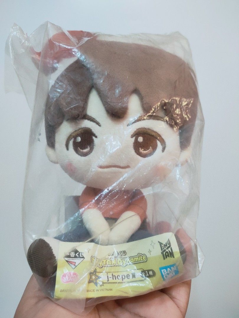 BTS TinyTan JHope Dynamite Ichiban Kuji Small Sitting Plush (Category: Plushies & Soft Toys) located in Antipolo. Submitted by bhabiegraciefashionlab (Listing ID 1466094556, Image 1). Description: 💜✨BTS TinyTan JHope Dynamite Ichiban Kuji Small Sitting Plush ✨💜 2 pcs avail 👉🏻1 Brand New Sealed P580 👉🏻1 Like new condition P500 🇯🇵Authentic From Japan 📸Actual Photos posted, what you see is what you'll get 😍Perfect for BTS Fans/Armys /Tinyt