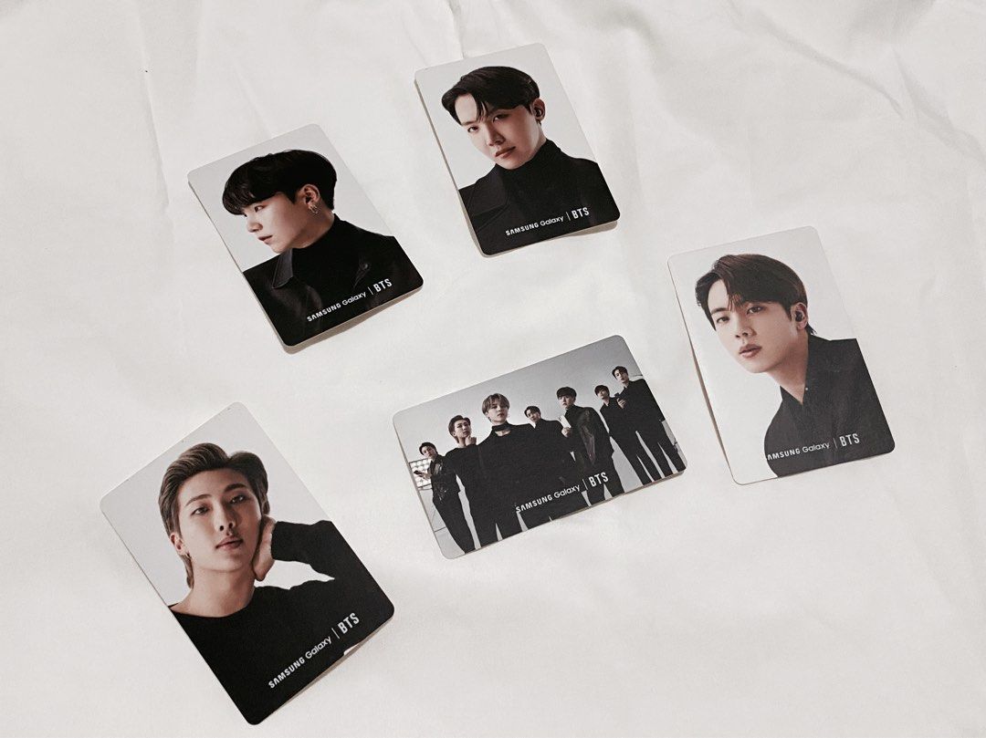 BTS x Samsung Photocards (Category: K-Wave Merchandise) located in Quezon City. Submitted by ilyoongiii (Listing ID 1466044062, Image 1). Description: - Sold per piece (PAYO listed price + delivery fee) - Available: RM, Jin, Suga, Jhope, and OT7 - Sold: JK, V, and Jimin.