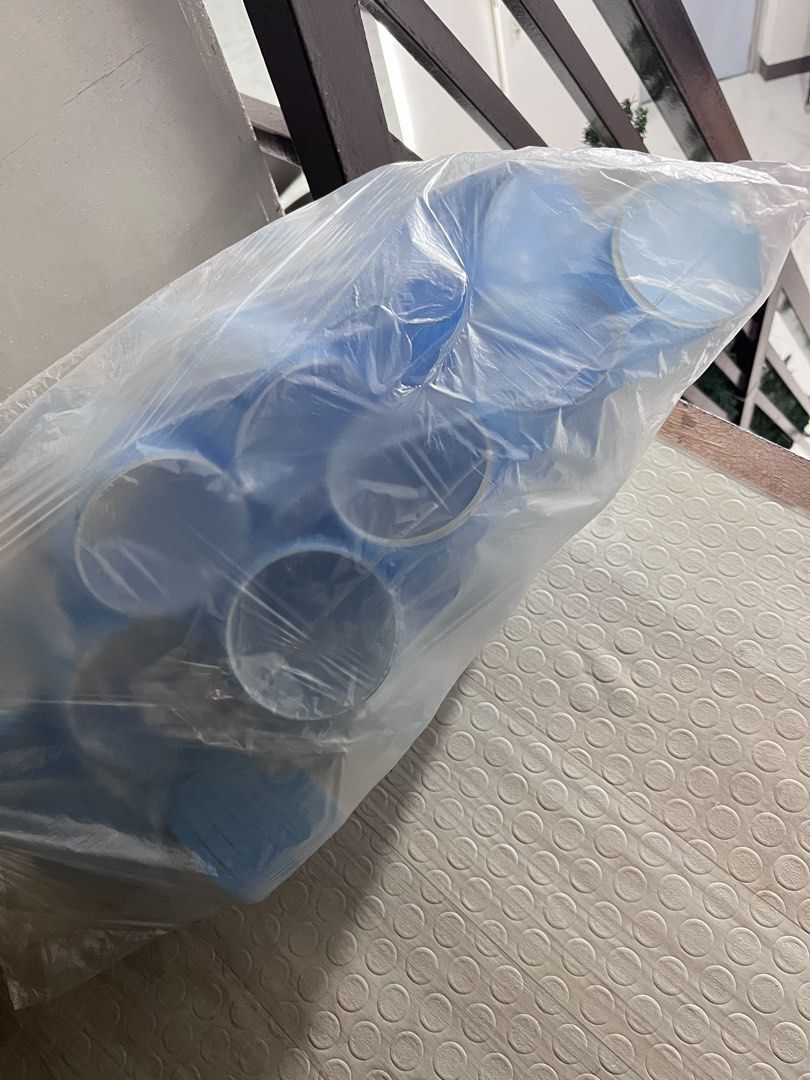 Bulk blue plastic cups in plastic bag (Category: Hair Accessories) located in Quezon City. Submitted by altheakatecollection (Listing ID 1465994991, Image 1). Description: Big curlers for hair Take all for only 150.