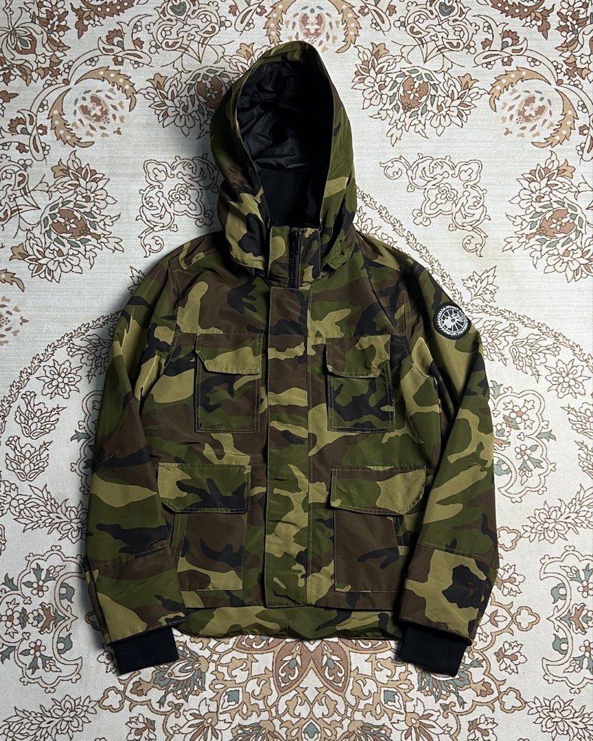 Canada Goose Camou Jacket (Category: Luxury Apparel) located in San Jose del Monte. Submitted by oneoff.phils (Listing ID 1466123956, Image 1). Description: Canada Goose Camou Jacket Size M on tag W - 20 L - 27 P2400 Issue: None (Swipe for detailed pics) • No cancellation of orders • Orders would usually take 2-3 days for cleaning and packing before shipment 🚀Shipping via J&T.