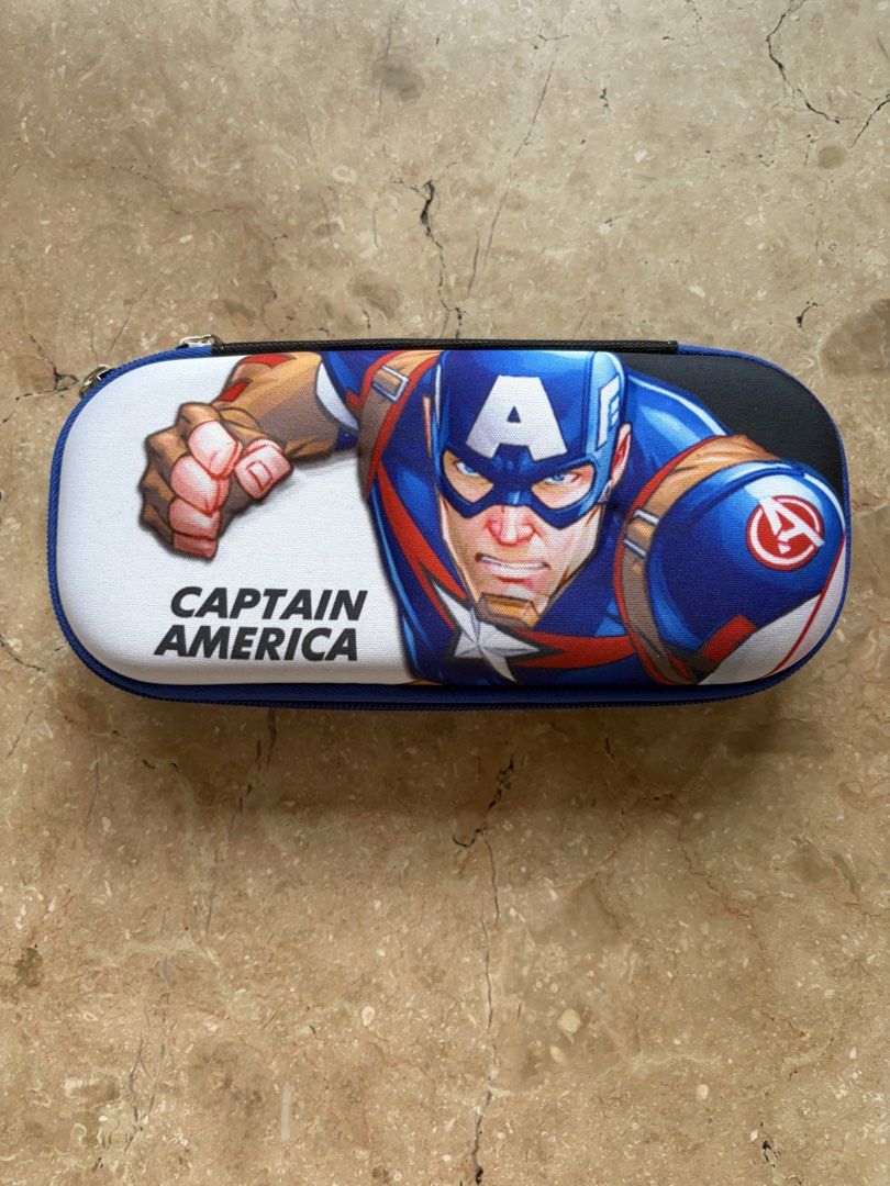 Captain America Hard-Shell Pencil Case with Stationery Set (Category: Educational & Learning Toys) located in Quezon City. Submitted by tidyup.lara (Listing ID 1465964762, Image 1). Description: Sold as is Condition 9/10: good as new .