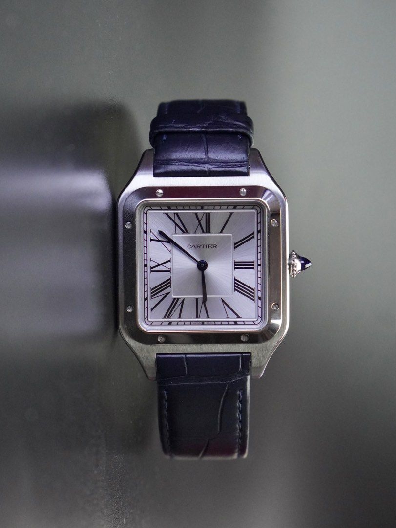 Cartier Santos Dumont XL (Category: Men's Watches) located in San Juan City. Submitted by authoritytimepieces (Listing ID 1466027726, Image 2). Description: Cartier Santos Dumont XL Reference WSSA0032 Year 2024 (December) 368,000 only Complete full set with official receipt Cartier warranty until 2032 Cartier Caliber 430 MC (manual winding) 38 hours power reserve 7.5 mm Case thickness 34 x 46.5 MM 9.5 / 10 MINT condition A refined 2024 Cartier Sa