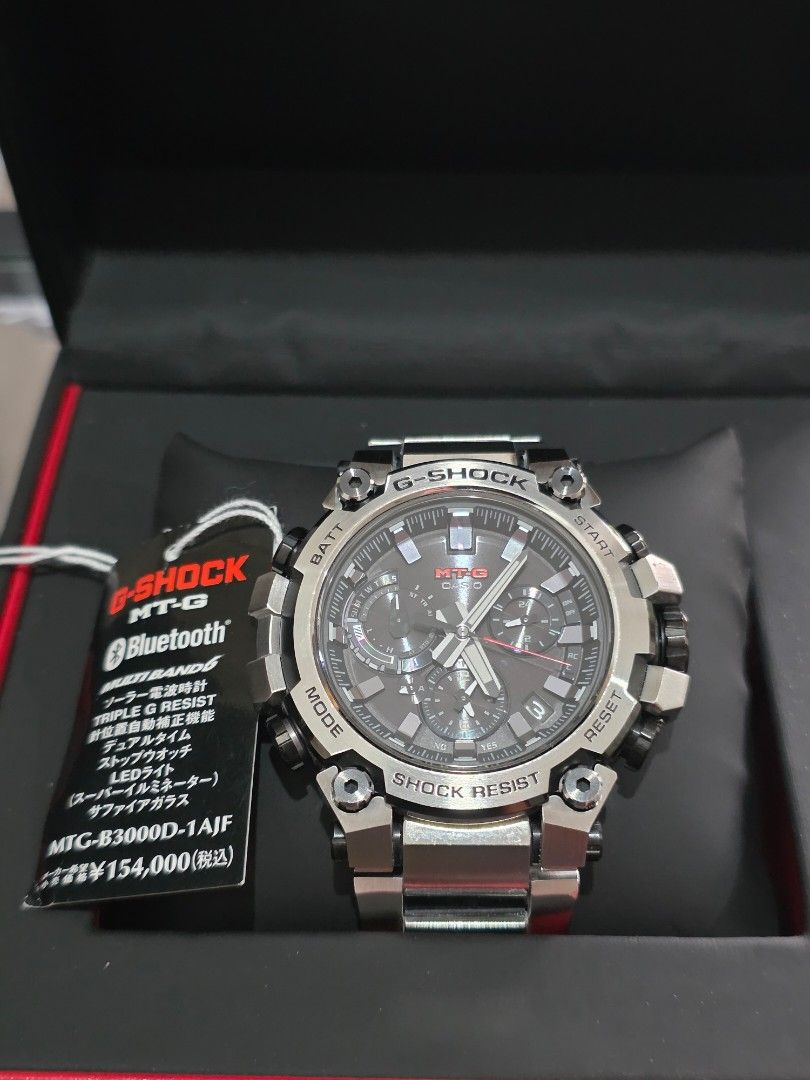 Casio G-Shock MTG-B3000D-1AJF (Category: Men's Watches) located in Antipolo. Submitted by giancookie (Listing ID 1465969874, Image 1). Description: - Model: Casio G-Shock MT-G MTG-B3000D-1AJF solar radio watch - Condition: Mint, zero scratches on the dial - Included Straps: Silver stainless steel bracelet plus extra green fabric strap - Packaging: Original box and hanging price tag included - Key Features: Tough solar movement, Bluetooth connecti