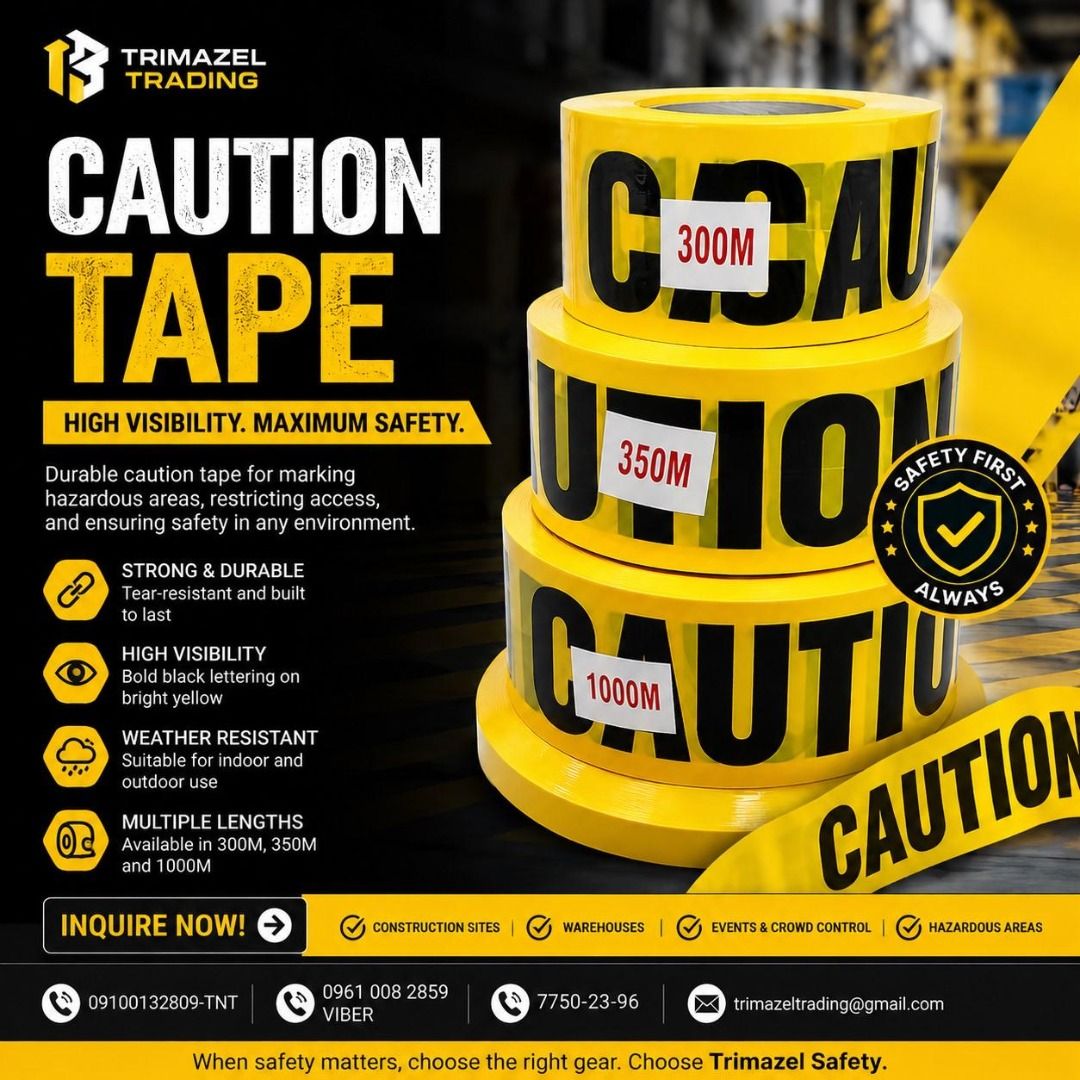 CAUTION TAFE (Category: Looking For) located in Paranaque City. Submitted by buynowbilikanow (Listing ID 1466006034, Image 1). Description: ✅ Guaranteed lowest price ✅ Quality products ✅ Big discount for bulk orders ✅ 100% LEGIT TRUSTED SUPPLIER! ✅ With Complete Legal Documents ✅ BIR Registered We Supply All Kinds Of PPE Supplies, Raincoat, Hard Hat, Cooler Box, Plastic Trash Bin, Road Barriers, Kayak Boats, Crystal Kayak, Traffic Cone, T-Bollard