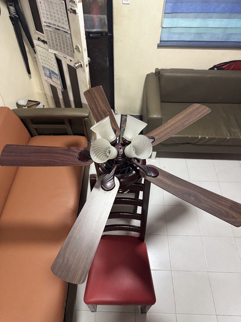 Ceiling Fan, Westinghouse 5 Blades 52”-inch. Rustic Bronze (Category: Fans) located in Manila. Submitted by jhondhellorena (Listing ID 1466121830, Image 3). Description: Westinghouse WH5SW52RB4 52-inch, Ceiling Fan with Light Provision. Body Finish: Rustic Bronze Wattage: 66 watts No. of Blade: 5-blades Blade Material: Wood Blade Finish: Mahogany / Rich Walnut (reversible side) hindi na po na gagamit, maayos na maayos pa, ok pa ang wiring at read