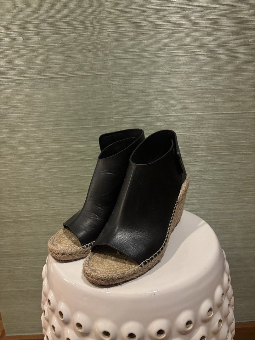Celine Black Leather Espadrille Wedges (Category: Wedges) located in Muntinlupa City. Submitted by juliegarcia (Listing ID 1466028457, Image 1). Description: ✨ Great quality; used & loved! 🚢 Shipping fee not included. 💸 Price negotiable. 💌 DM for more photos & info. 🍒 RSF: Cleaning out my closet! .