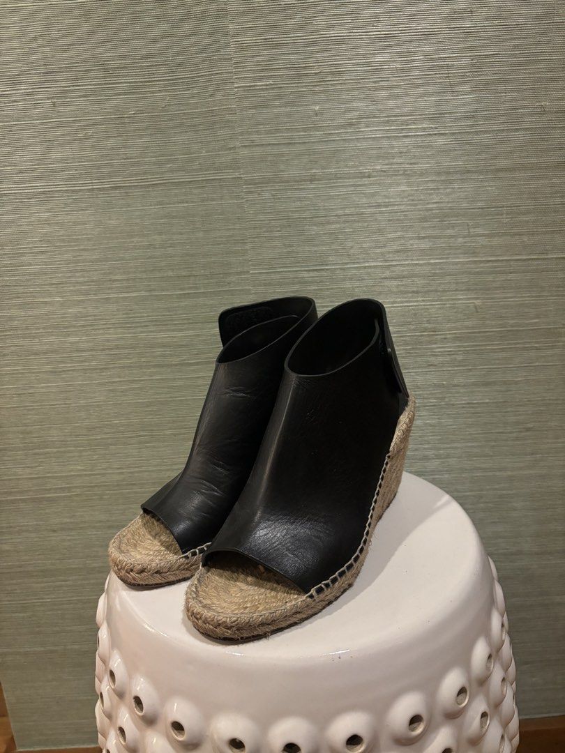 Celine Black Leather Espadrille Wedges (Category: Wedges) located in Muntinlupa City. Submitted by juliegarcia (Listing ID 1466028457, Image 2). Description: ✨ Great quality; used & loved! 🚢 Shipping fee not included. 💸 Price negotiable. 💌 DM for more photos & info. 🍒 RSF: Cleaning out my closet! .