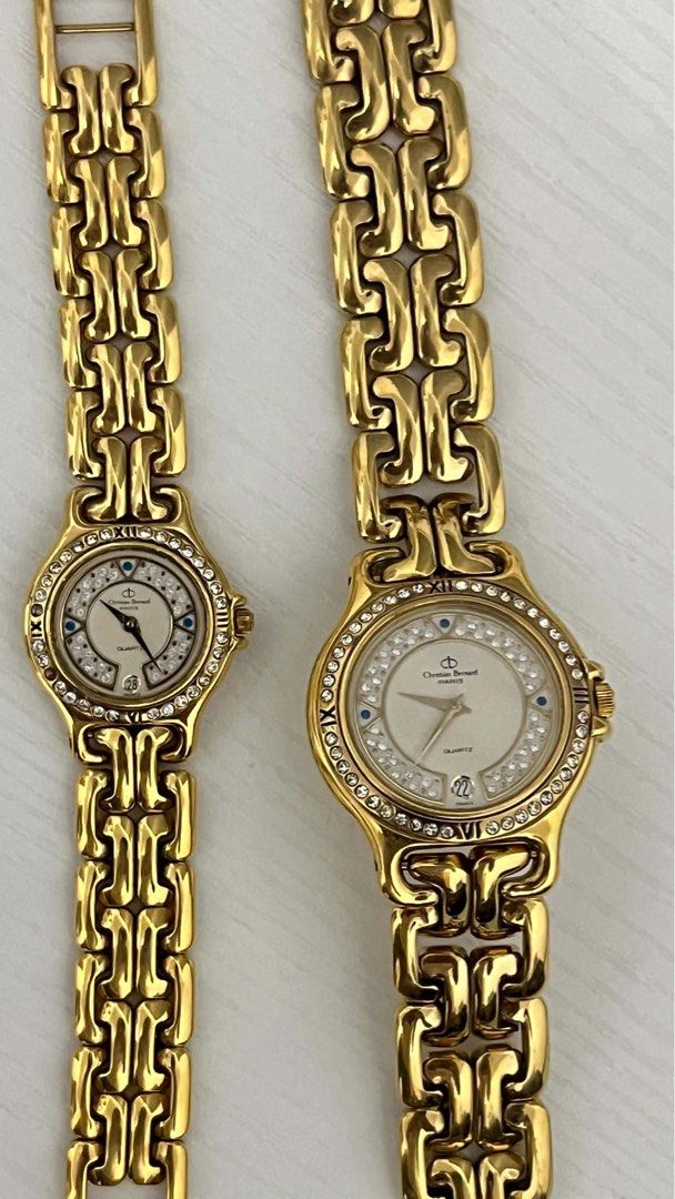 Christian Bernard his n her (Category: Women's Watches) located in Macabebe. Submitted by _tiffanylopez (Listing ID 1465969229, Image 1). Description: 34mm his 25.5mm her 10/10 orig color diamonds inside and out.