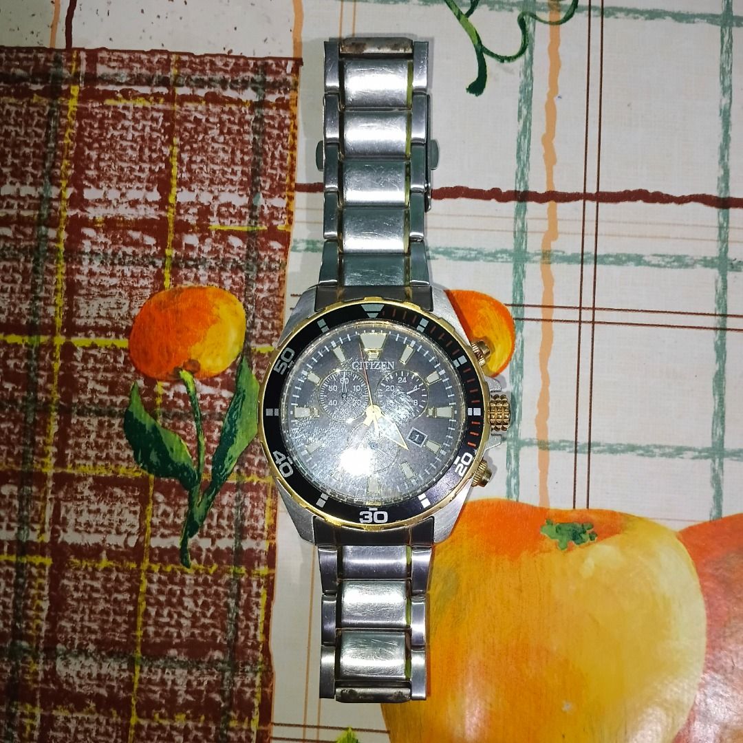 Citizen Eco-Drive Chronograph AT2434-54E (Category: Men's Watches) located in Caloocan City. Submitted by y.stvee (Listing ID 1466039557, Image 3). Description: - 44 mm - Battery Issue .