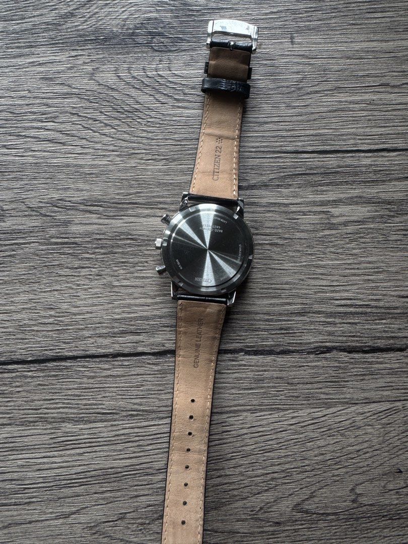 Citizen eco-drive chronograph with black leather strap (Category: Men's Watches) located in Imus. Submitted by sorril (Listing ID 1466020610, Image 2). Description: - exact model: CA4630-02A - rfs: impulse purchase - Bought at Citizen MOA - comes with box/receipt/warranty card - used twice - price is negotiable ng konti.