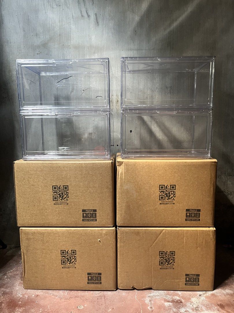 Clear Magnetic Drop-Front Shoe Display Boxes Storage Set (Category: Storage Boxes & Baskets) located in Manila. Submitted by knnth.fnds (Listing ID 1465966284, Image 1). Description: FULL ACRYLIC SHOEBOX (BRAND NEW SEALED) SIDE DOOR (OPENING) Up to size 13 1 FOR ₱ 289 2 FOR ₱ 570 📍 Location: Opel St. Brixtonville Camarin Caloocan, Brgy.175 MODE OF PAYMENT: 💵 CASH 📲 Gcash 💳 GoTyme 💳 Maribank 🏡 Pick up / 🛵 Lalamove ‼️ NOTE: Open for reservat