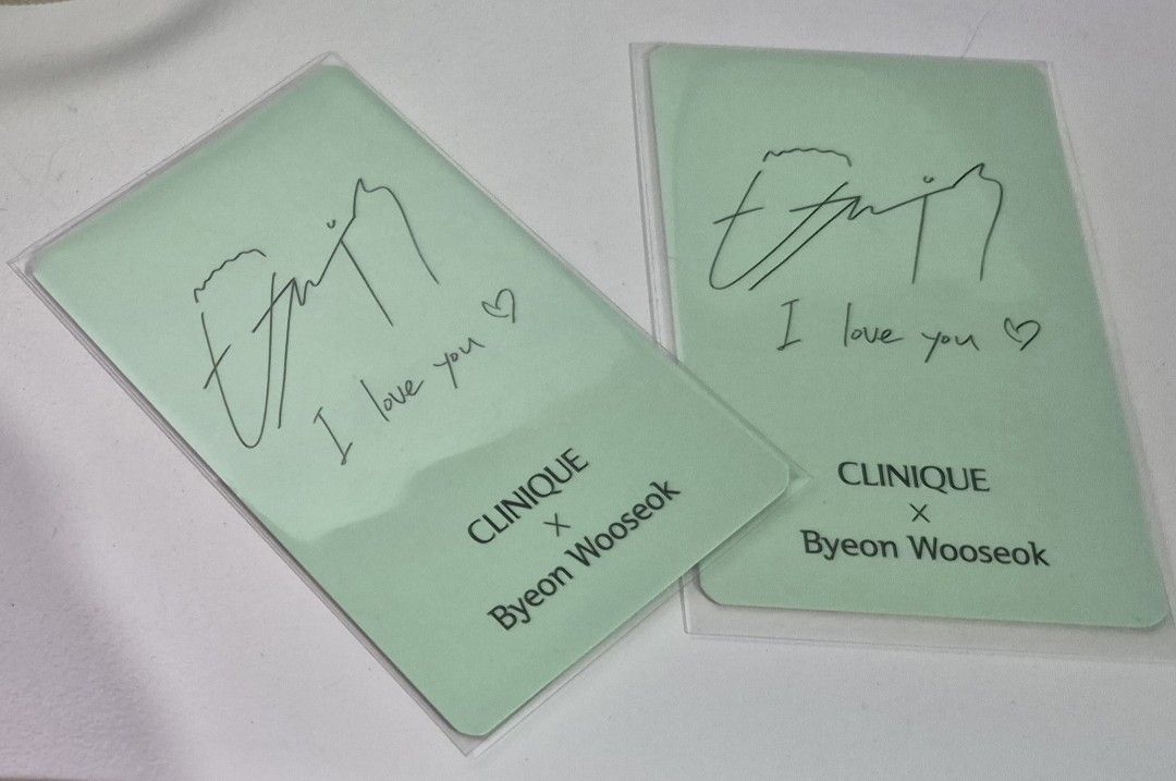 Clinique x Byeon Wooseok Photocards Set (Category: K-Wave Merchandise) located in Imus. Submitted by shopestepanimey (Listing ID 1466151911, Image 2). Description: - Official Clinique x Byeon Wooseok collaboration photocards - Condition: Mint, no creases or scratches - Stored securely in protective sleeves since unboxing.