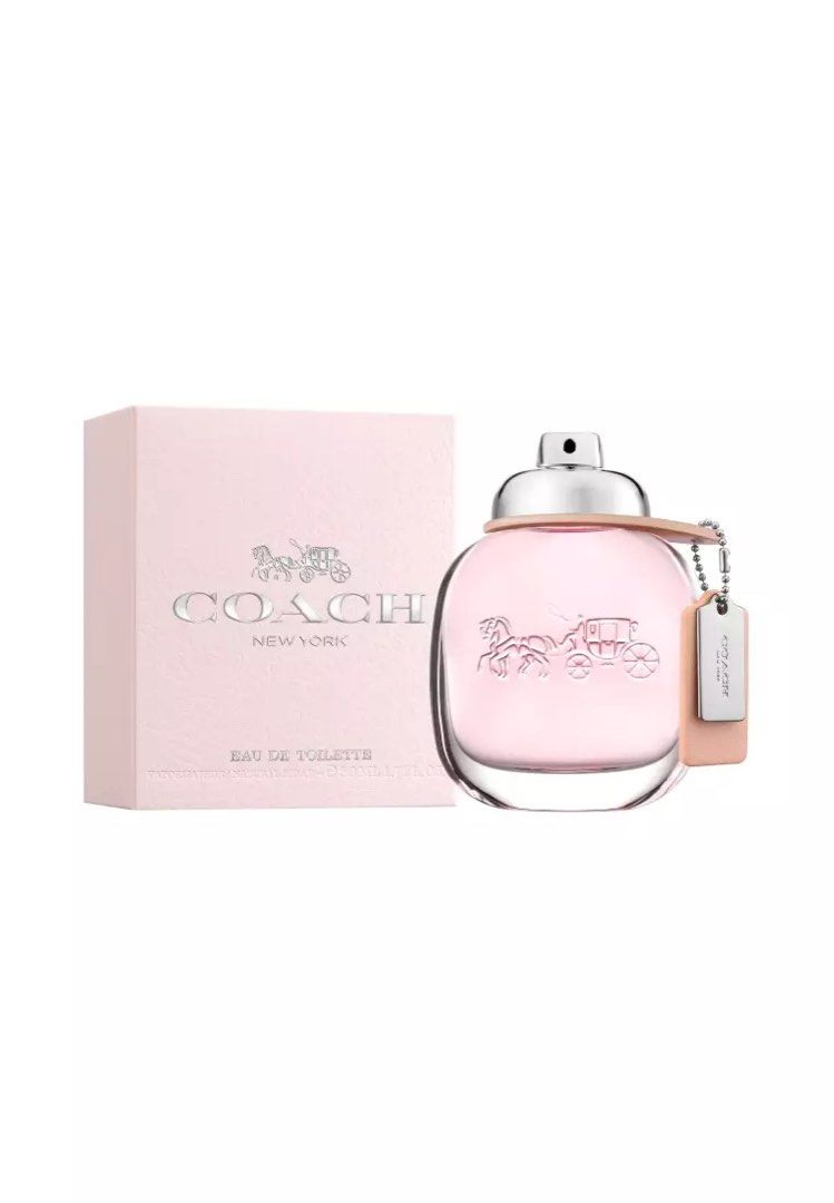 Coach New York Eau De Toilette 30ml (Category: Fragrance & Deodorants) located in Manila. Submitted by shie333 (Listing ID 1466114897, Image 2). Description: OPEN YOUR OFFERS NG PRICE - Brand: Coach New York Eau De Toilette - Volume: 30ml (Vaporisateur Natural Spray) - Packaging: Comes with original pink box - Bottle Design: Clear glass with embossed horse and carriage logo - Accents: Features the signature light pink leather hangtag on the silve