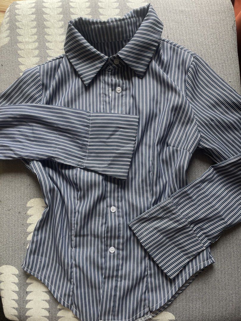 Collared Striped Polo Blouse (Category: Blouses) located in Baguio. Submitted by charmfinds888 (Listing ID 1466104133, Image 1). Description: ♡ price + sf ♡ payment first — gcash / bdo ♡ nationwide shipping via j&t ♡ please send proof of payment.