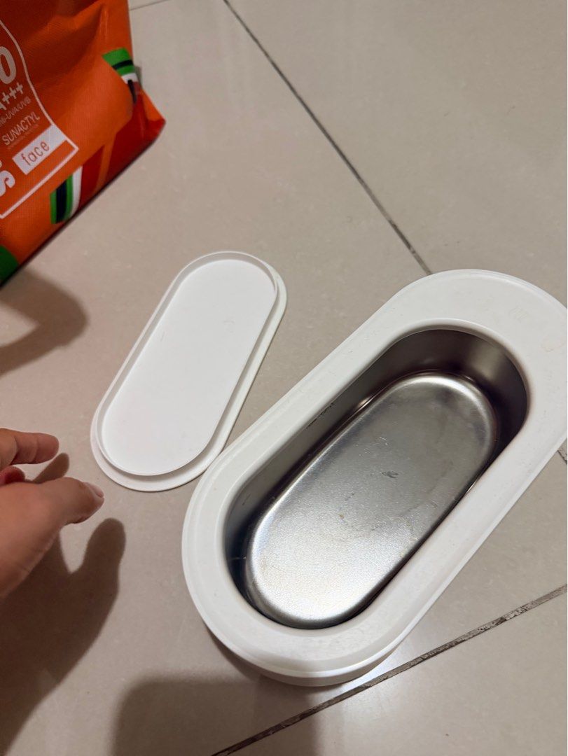 Compact Ultrasonic Cleaner with Detachable Lid (Category: Cleaning Tools & Supplies) located in Makati City. Submitted by japaneseshop (Listing ID 1466109592, Image 1). Description: - Compact ultrasonic cleaning device in sleek white with a stainless steel tank - Includes a matching separate white lid - Ideal for jewelry, eyeglasses, small metal tools, and delicate accessories - Simple open-basin design for easy use and maintenance - Clean inside