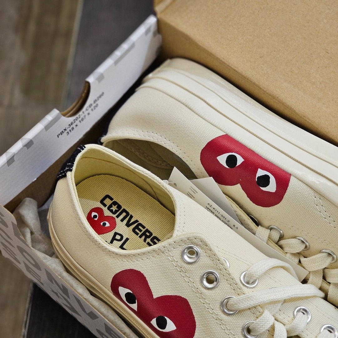 Converse CDG Play Cream Low Peeking Heart (Category: Sneakers) located in Tagaytay City. Submitted by unboxd.it (Listing ID 1466085025, Image 2). Description: ARCHIVE SALE 📦 Converse CDG Play Cream Low Peeking Heart Sizes: 8.5 UK | 9.5 US M Complete with OG box and tags P8,500 ONLY — FIRM NO RESERVATIONS. FIRST TO PAY GETS IT. 💰.