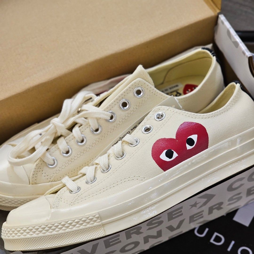 Converse CDG Play Cream Low Peeking Heart (Category: Sneakers) located in Tagaytay City. Submitted by unboxd.it (Listing ID 1466085025, Image 3). Description: ARCHIVE SALE 📦 Converse CDG Play Cream Low Peeking Heart Sizes: 8.5 UK | 9.5 US M Complete with OG box and tags P8,500 ONLY — FIRM NO RESERVATIONS. FIRST TO PAY GETS IT. 💰.