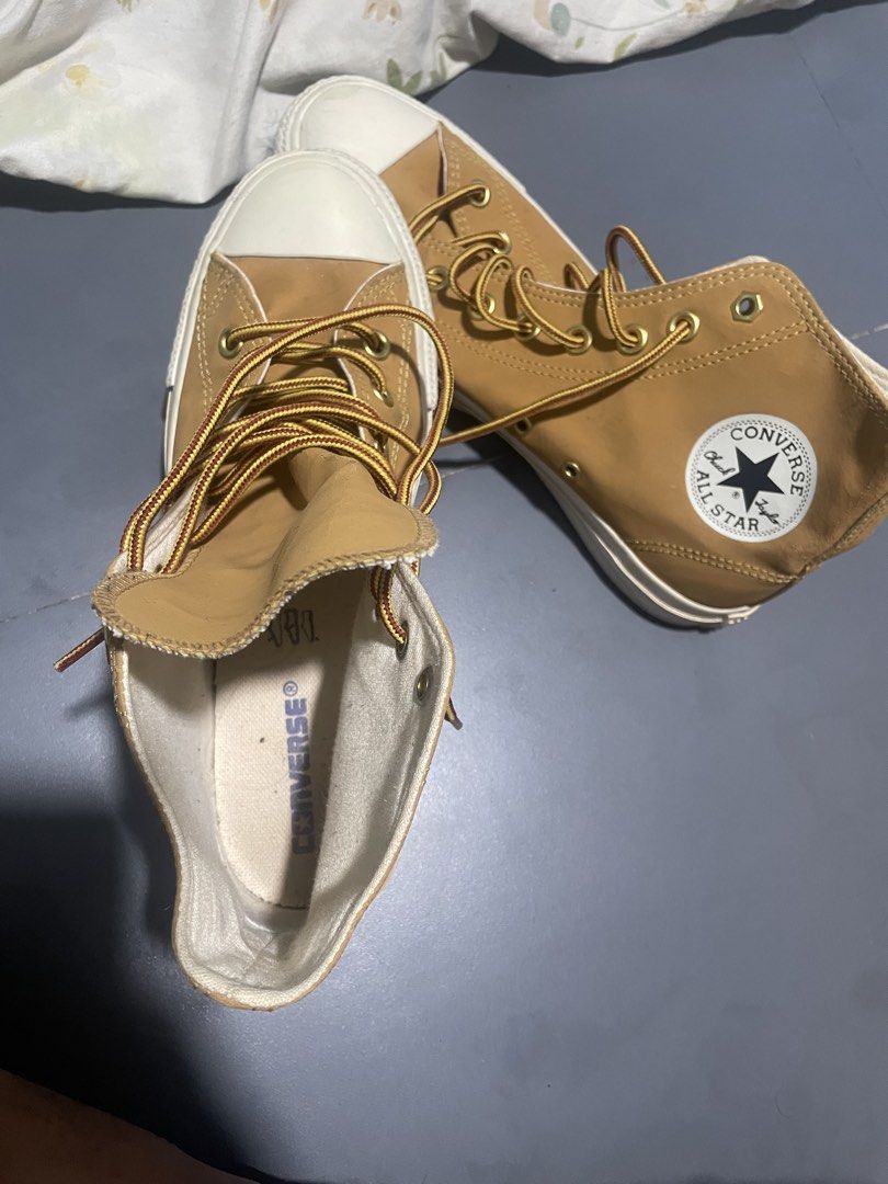 Converse Chuck Taylor All Star High Top Wheat (Category: Sneakers) located in Manila. Submitted by superaceeeee (Listing ID 1466036284, Image 1). Description: CONVERSE CHUCK 70 HIGH TOP Condition: 9/10 — good condition Size: US 7 / 25.5cm Color: Tan/Khaki Original Converse Actual photos posted No box Selling Price: 500 pesos PM if interested. Serious buyers only..