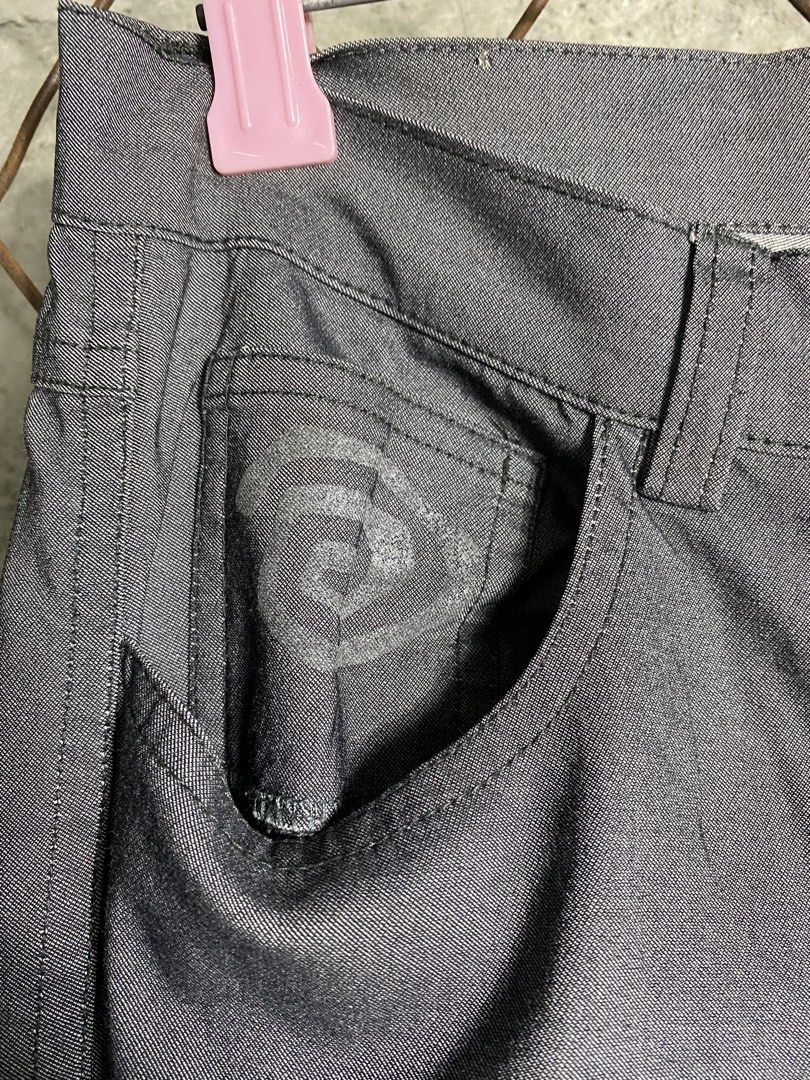 Cop Copine Grey Pants (Category: Jeans) located in Cabanatuan. Submitted by brightwater-2083 (Listing ID 1466076694, Image 2). Description: - Brand: Cop Copine - Color: Grey - Fabric: Woven textured material - Closure: Waist button with branded hardware and belt loops - Pockets: Front coin pocket with printed swirl graphic detail, plus two standard back patch pockets - Condition: Excellent Waist 28 Length 36.5 Hem 9.