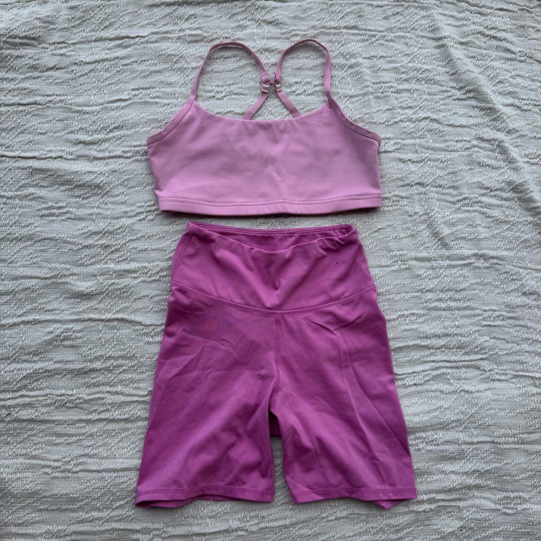 Cotton On Body Pink Activewear Set (Category: Activewear) located in Manila. Submitted by thriftclub.ph (Listing ID 1466093384, Image 1). Description: ▫️Decluttering (too many sportswear!) ◻️ Fits xs - s ⬜️ With pad slots, no pads ⚪️ Bottoms with scrunch butt design ⬜️ Top has clasp to make it “x” style ◻️ Sold as set ▫️ Super cute to wear for Pilates / Yoga .