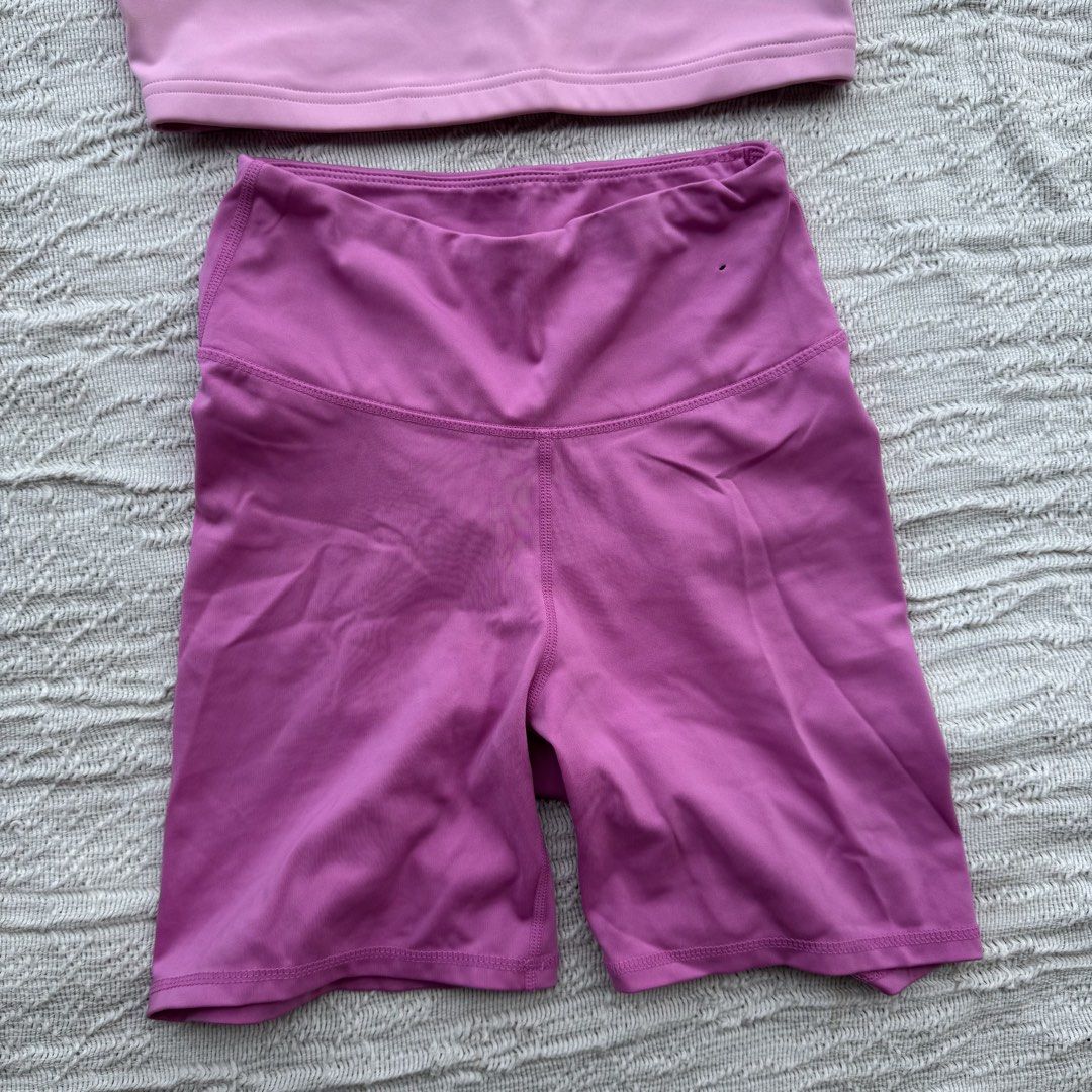 Cotton On Body Pink Activewear Set (Category: Activewear) located in Manila. Submitted by thriftclub.ph (Listing ID 1466093384, Image 3). Description: ▫️Decluttering (too many sportswear!) ◻️ Fits xs - s ⬜️ With pad slots, no pads ⚪️ Bottoms with scrunch butt design ⬜️ Top has clasp to make it “x” style ◻️ Sold as set ▫️ Super cute to wear for Pilates / Yoga .