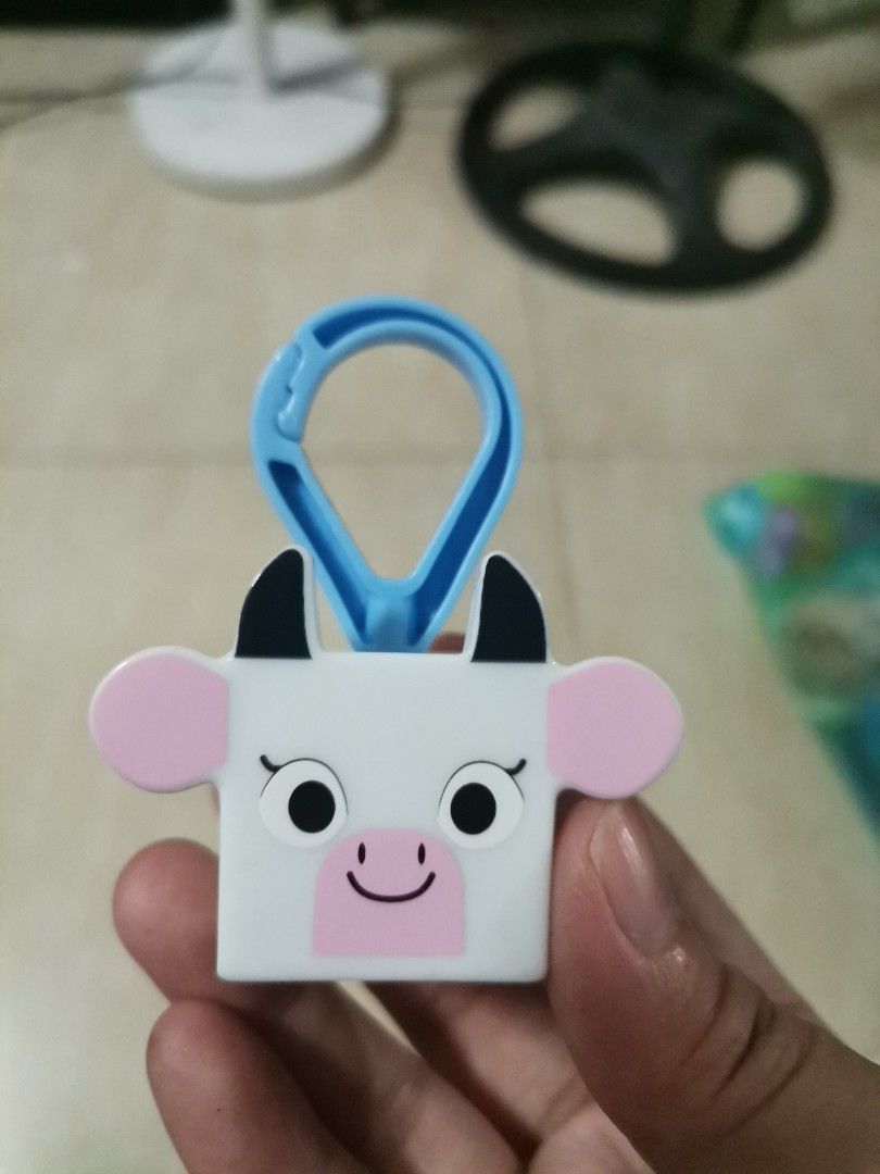 Cute Animal Cube Keychains Clip On Backpack Charm (Category: Charms) located in Makati City. Submitted by kookybearsstuff (Listing ID 1466073882, Image 2). Description: - Set of 3 cute animal clip-on keychains (White Chick, White Cow, Purple Bunny) - Unique block-shaped design with a secure blue plastic loop - Perfect for backpacks, pencil cases, keys, and lanyards - Great gift for kids and kawaii collectors - Sold as a bundle (all 3 included).