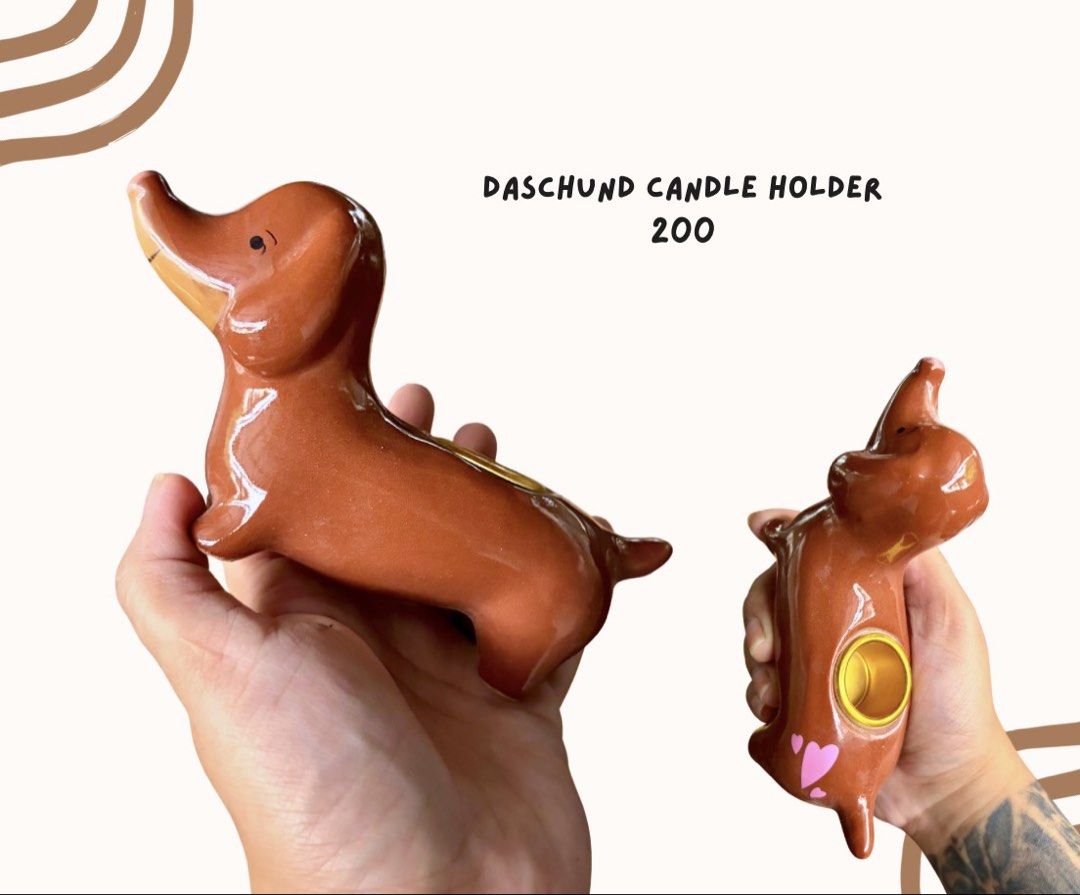 Dachshund Candle Holder (Category: Towels, Napkins & Holders) located in Pasig City. Submitted by homeyvibesph (Listing ID 1466113549, Image 1). Description: .