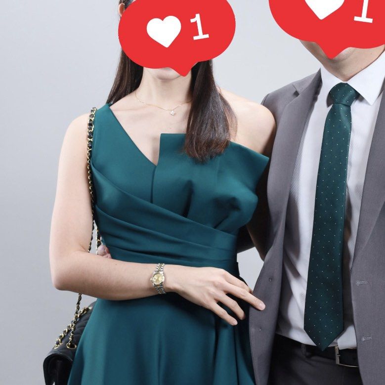 Dark Green / Emerald One-Shoulder Evening Gown (Category: Evening dresses & gowns) located in Quezon City. Submitted by selling.thingzzz (Listing ID 1466084162, Image 3). Description: FOR RENT: ₱2,500 DEPOSIT: ₱4,000 (max of 3 days) for reference: fit: 34 - 26 - 35 length: 5'3 + 3.5" heels Color: Dark green Style: One-shoulder with asymmetrical structured bodice and layered waist detail Silhouette: Fitted waist with a flared, floor-length skirt C