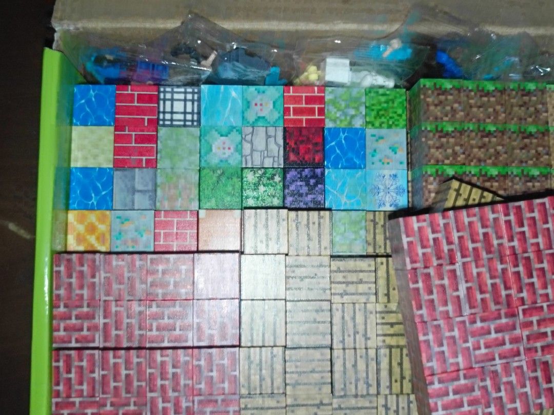 Deluxe Minecraft Blocks 200+ pcs (Category: Lego & Building Sets) located in Calbayog City. Submitted by thingsandstuff554 (Listing ID 1466123798, Image 3). Description: ​Condition: Great set loaded with a huge variety of magnetic pieces for creative builds. ​What you get: - ​Lots of magnetic wooden planks, wood blocks, and bricks - ​Extra random magnetic building blocks - ​6 Minecraft characters with tools ​Great for kids to build and create the