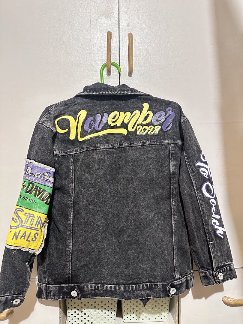 Denim jacket with patches (Category: Coats, Jackets and Outerwear) located in Tandag. Submitted by kawaiispreloved (Listing ID 1466069859, Image 3). Description: Small to medium Brand new without tag.