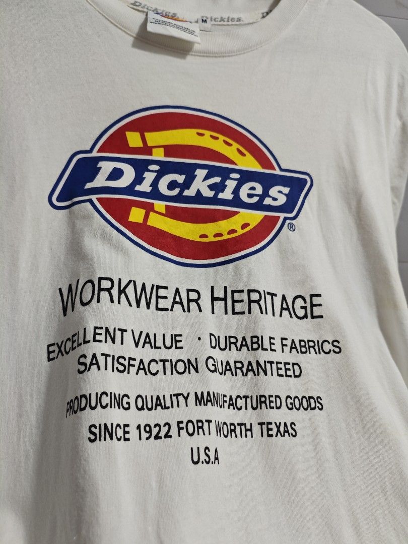 Dickies Workwear Heritage Graphic Men Tshirt (Category: Tshirts & Polo Shirts ) located in Baguio. Submitted by cool_chic (Listing ID 1466026957, Image 3). Description: Dickies Workwear Men Tshirt Color Rate 9/10 Flaw Stains Complete Tags Makapal Tela Cotton Machine Washed Size Small To Medium Dimes 19 Width 26 Length Price P199 .