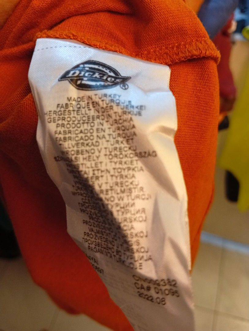 Dickies Workwear tee (Category: Tshirts & Polo Shirts ) located in Bulacan. Submitted by ukaybrandedshop (Listing ID 1465981524, Image 2). Description: Dickies Workwear Tee - Rust Orange - Size M on tag but fit M to L kita naman sa pic - Legit Complete Tags TAG PALANG PANALO NA KAYO DITO! Details: Brand: Dickies legit Size: Medium on tag but fit Medium to Large - kita naman sa pic malaki sizing Dimes: 22 x 29 Color: Rust Orange Made in Turkey 202