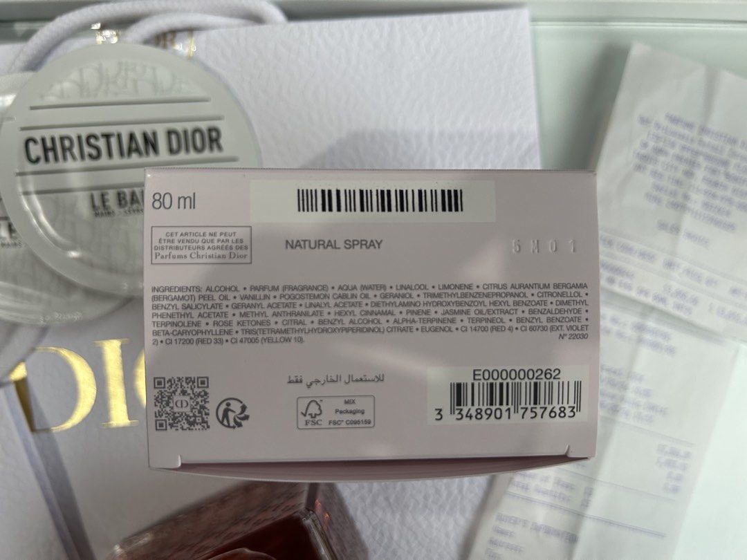 Dior Essence Perfume (Category: Luxury Accessories) located in Manila. Submitted by goldpalace.ph (Listing ID 1466042667, Image 3). Description: Dior perfume for sale ✨ Purchased on August 20, 2026, at the Dior branch in SM Aura. Receipt is available as proof of purchase. Only 6 sprays used — still practically full and well-kept. With free dior beauty smartphone mirror set and Le Baume. 📍Taguig City 13,500 Fixed price.