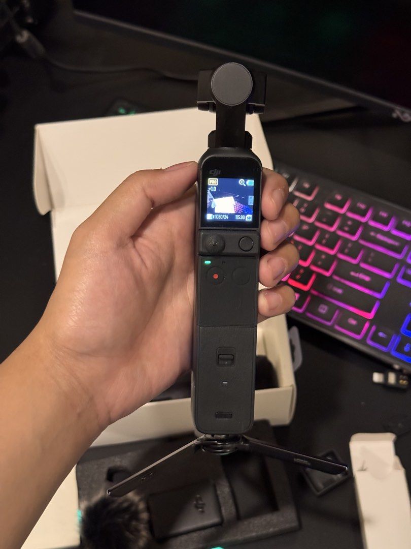 DJI Osmo Pocket 2 (Category: Desktops) located in Manila. Submitted by mariella00016 (Listing ID 1465991927, Image 3). Description: DJI Osmo Pocket 2 Creator Combo Condition: in good condition Inclusion: • Cover • Micro Tripod • USB Splitter Charging Cable • Wide Angle Lens • Smartphone Adapter • Wireless Microphone • SD Card Price: 20k.