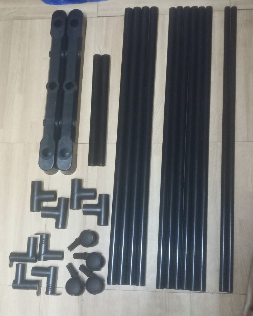 Double-Pole Telescopic Clothes Rack (Category: Clothes Drying Rack) located in Manila. Submitted by jenn0825 (Listing ID 1466104030, Image 3). Description: - Color: black - Material: steel pipe and plastic - Capacity: Supports up to 30kg - Adjustable:Approx. 65cm (L) x 38cm (W) x 120-130cm (H) - Assembly: Simple, tool-free setup - Condition: Complete with original box and all parts -Contact Nos.09281849648/09752392128.