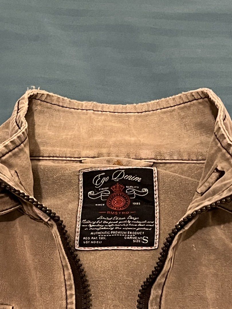 Ego Denim Brown Jacket Size S -Vintage Style (Category: Coats, Jackets and Outerwear) located in Surigao. Submitted by tandag_thrift_archive (Listing ID 1466094834, Image 2). Description: Ego Denim Brown Jacket - Size S Vintage wash, maangas na style - Size S fits M sa Pinoy sizing - Zipper closure, 2 zipper chest pockets - Good condition, no major issues - Pang porma, pang motor, pang lamig 📍 Tandag City Meetup or J&T shipping nationwide DM for