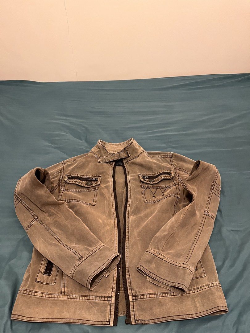 Ego Denim Brown Jacket Size S -Vintage Style (Category: Coats, Jackets and Outerwear) located in Surigao. Submitted by tandag_thrift_archive (Listing ID 1466094834, Image 3). Description: Ego Denim Brown Jacket - Size S Vintage wash, maangas na style - Size S fits M sa Pinoy sizing - Zipper closure, 2 zipper chest pockets - Good condition, no major issues - Pang porma, pang motor, pang lamig 📍 Tandag City Meetup or J&T shipping nationwide DM for